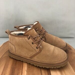UGG Neumel Chukka Chestnut Leather Sheepskin Shearling Lined Boots Mens Size 8